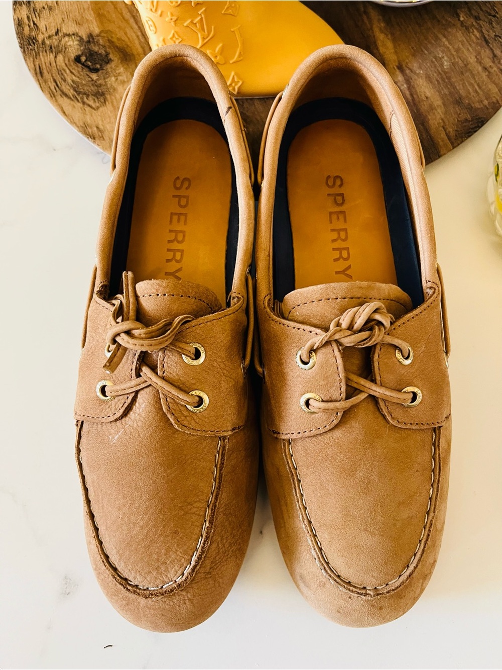 Sperry Tan Suede Boat Shoes